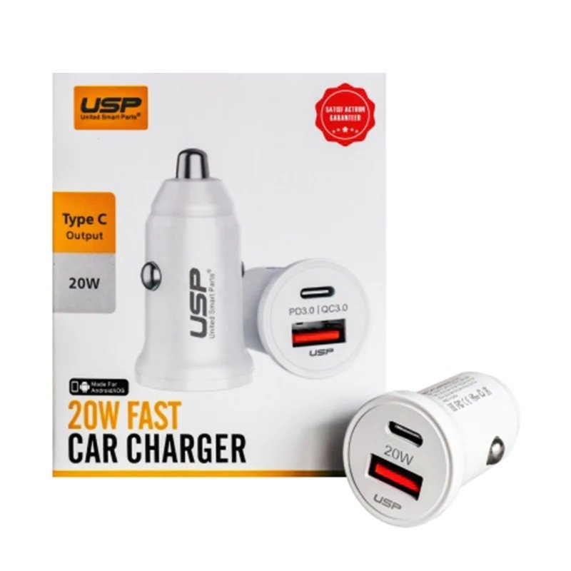 USP 20W DUAL PORTS Fast Car Charger - Type C Output