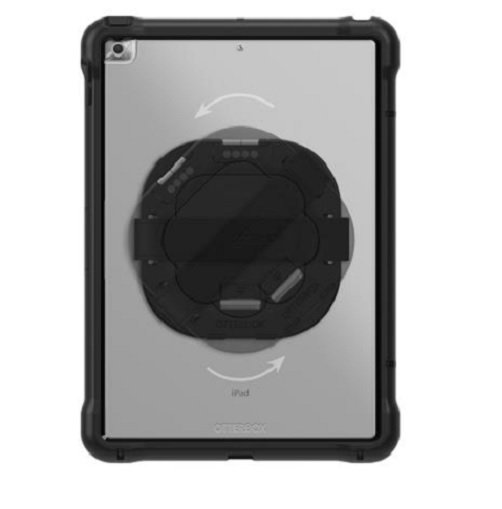 OtterBox Apple iPad 10.2 (7th, 8th, and 9th gen) Unlimited Series Case with Kickstand and Hand Strap - Black Crystal (Clear/Black)